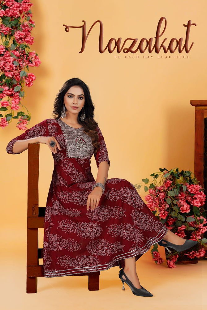 Beauty Queen Nazakat 1 Heavy Rayon Designer Fancy Wear Kurti Collection